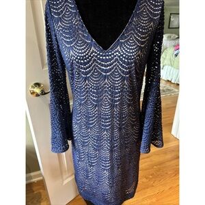 Elegant Navy Lace Dress